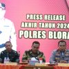 Polres Blora Gelar Pres Rilis Akhir Tahun 2024 Dan Pemusnahan BB Miras Dan Narkoba